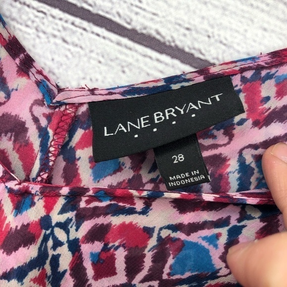 Lane Bryant Pink Patterned Tiered Tank Top Sz 28 - Picture 3 of 5